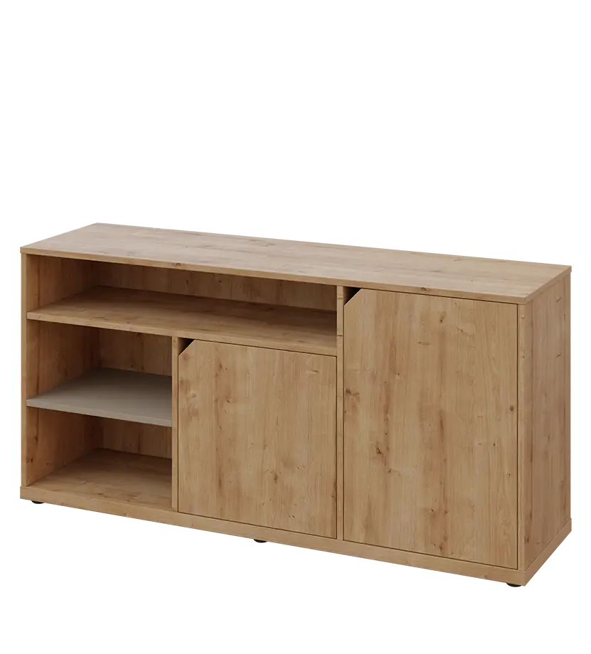 KU2-15DN3 P skříňka nízká 2-dveřová, nika, 740x1522x400, provedení pravé, korpus a dvířka dub lite/police latte